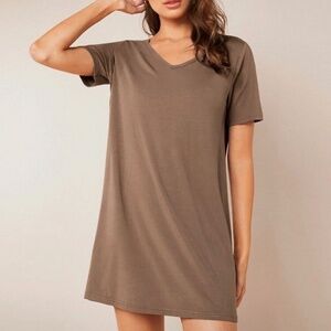 Shein Taupe V Neck Jersey Tee Dress XS